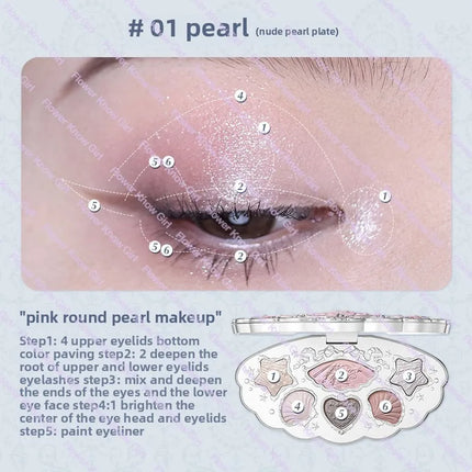 Flower Knows Shell Pearl Collection 6Colors Matte Pearl Sea Eyeshadow Palette Metallic High-Pigment Long-lasting Eye Makeup