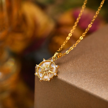 Stainless Steel Spiral Sun Flower Pendant Necklace for Women 18K Gold Plated Stackable Boho Necklace Waterproof Fashion Jewelry