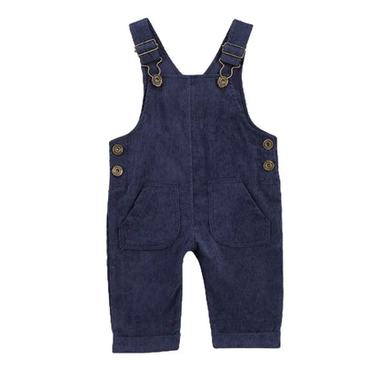 0-24months Unisex Baby Suspender Pants Jumpsuit With Buttons Fit Solid Color Overalls For Toddler Boys And Girls