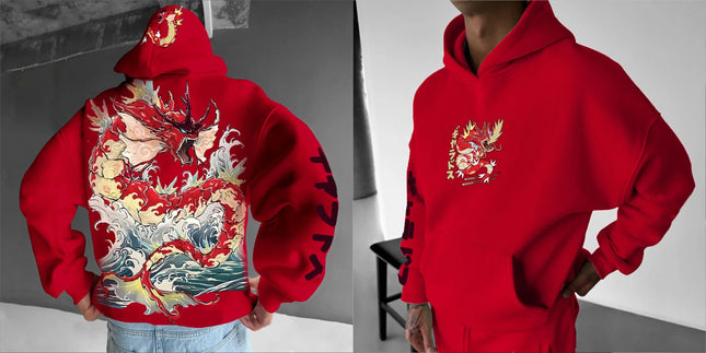 Pokémon Men's Hoodie 2025 Autumn/Winter Anime Gyarados Cool Print Loose Street Casual Daily Wear Japanese Original Jumper Top