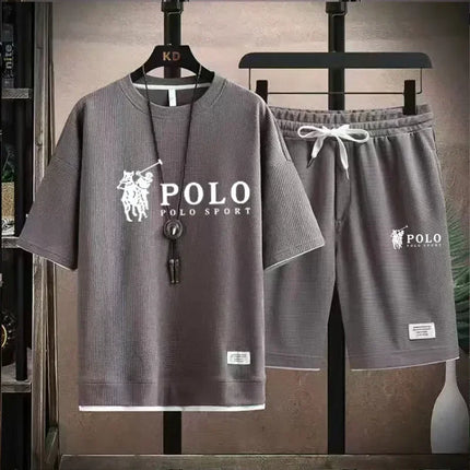2026 Summer Men's 2-Piece Set, Breathable Short Sleeve T-shirt & Sports Shorts, Fashionable Fitness & Jogging Outfit