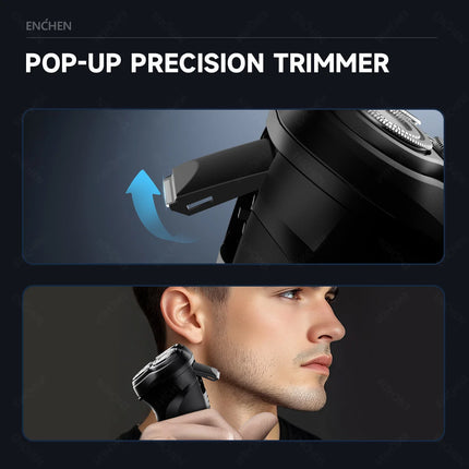 ENCHEN Blackstone Electrical Rotary Shaver for Men 3D Floating Blade Washable Type-C USB Rechargeable Shaving Beard Machine