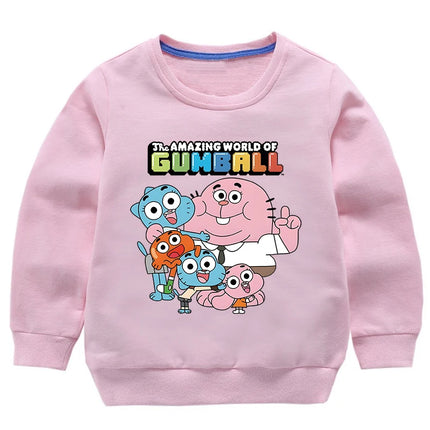 The Amazing World Of Gumball Printed Sweatshirts For Kids Clothes Boys Girls Pure Cotton Pullover Children's Basic Hoodies