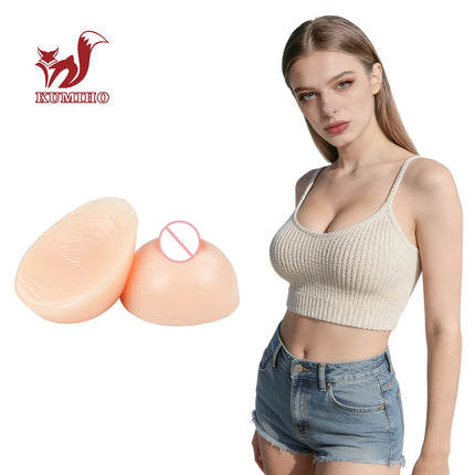 KUMIHO Fake Boobs Self-Adhesive Silicone Breast Form for Drag Queen Transgender Crossdresser Cosplay Mastectomy Prothesis