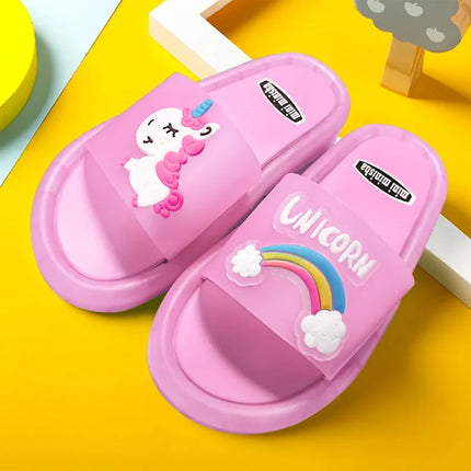 Children's Boys Girls Slippers Cartoon Unicorn Animal Prints Shoes Lighted Fashion Cute Shoes Bathroom Kids Toddler Slippers
