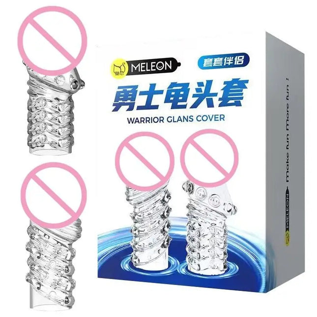 New 2PCS Crystal Penis Sleeve Glans Cover Penis Enlargement Penis Extender Exerciser Sex Toys For Men Sex Products
