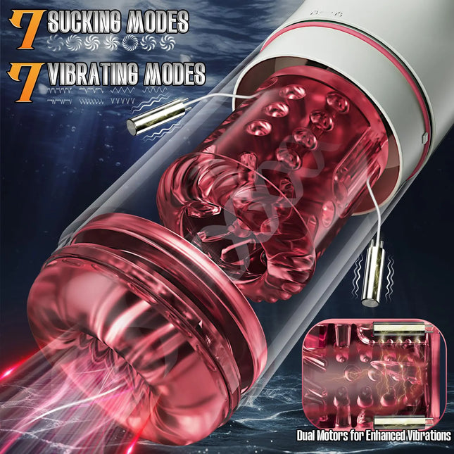 Automatic Rotating Sucking Male Masturbator Penis Pump Thrusting Licking Sex Machine Stroker Pocket Pussy Adult Sex Toys for Men
