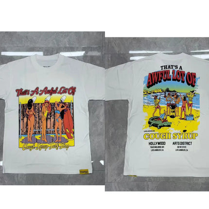 That's A Awful Lot of Cough Syrup Short Sleeve American Street Pop Hip-hop Cartoon Pattern Print Tops COUGH SYRUP T-shirt