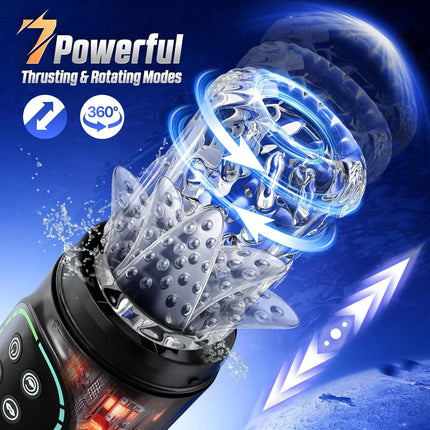 Male Automatic Masturbator Cup Penis Pump 7 Thrusting Rotating Vibrating Sucking Licking Modes Pussy Blowjob Sex Toys For Men
