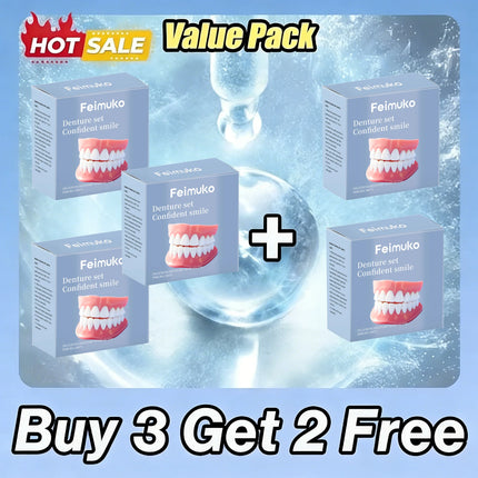 Premium Silicone Temporary Dentures Full Set Safe Perfect Fit Fake Teeth for Missing Broken Teeth,Oral Health Confidence Boost