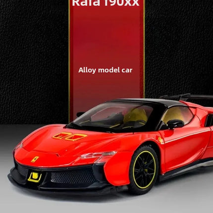 1:24 SF90XX SF90 Alloy Sports Car Model Diecasts Metal Racing Vehicles Car Model Sound Light Simulation Collection Kids Toy Gift