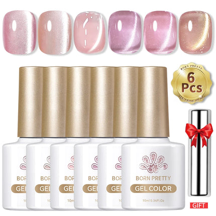 BORN PRETTY Cat Magnetic Moonlight Gel Nail Polish Set 10ml Sparking White Silver Water-light Soak Off UV Gel Nail Art Manicure
