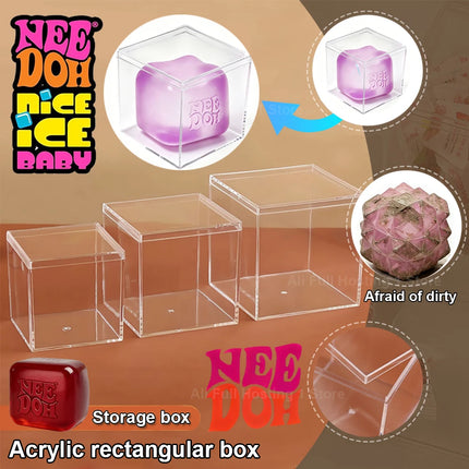 Transparent Acrylic Organizer Box for Nee Doh Squishy Toys, Dust & Moisture Proof Protective Case for Stress Relief Toys