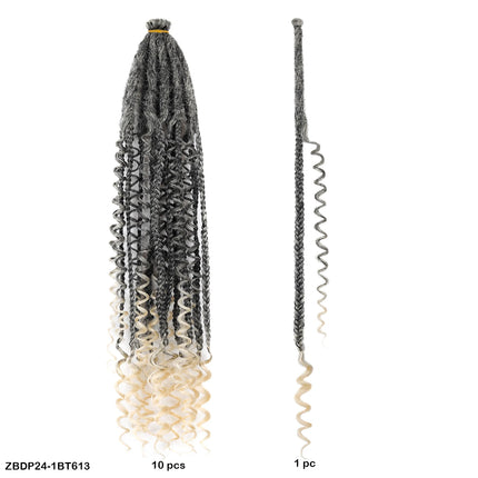 Braids Hair 24Inch Single Dreadlock Extension Reggae Style Faux Locs with Highlight Strands Hand Crocheted Synthetic Dreadlocks