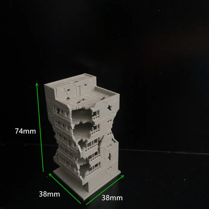 1:300 Simulation Miniature Building Model Battle Damaged City Hifh-rise House Models DIY Military Landscape Assembling Toys 1PCS