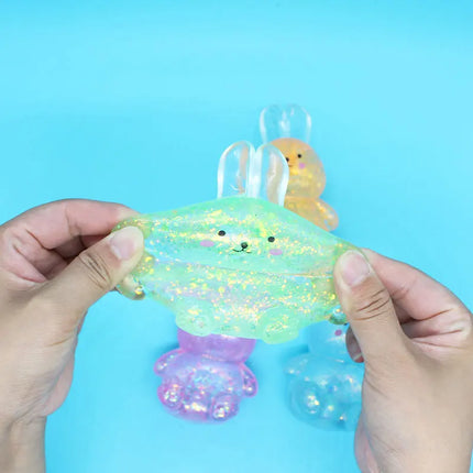 Anti-stress Soft TPR Slow Rebound Sequins Maltose Pinch Adult Toy Stress Relief Elastic Squeezing Colored Rabbit Decompression