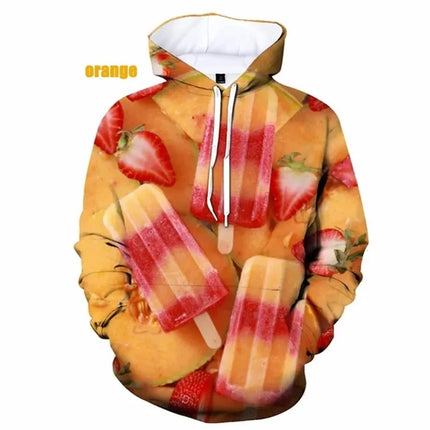 3D Print Funny Ice Cream Graphic Hoodies For Men Women Casual Plus Size Sweatshirt Hoodies Tops Mens Pullovers Streetwear