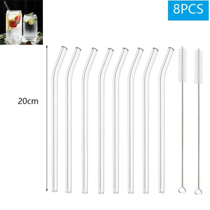 1-10Pcs Reusable Smoothie Glass Straw, Clear Drinking Straws for Smoothie Milkshakes Environmentally Friendly Drinkware Straw