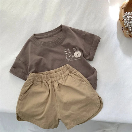 2025 Summer New Arrivals Children's short sleeve T-shirts Pure Cotton 2-7Y Cartoon Bunny T shirt Boys and Girls Loose casual Tops