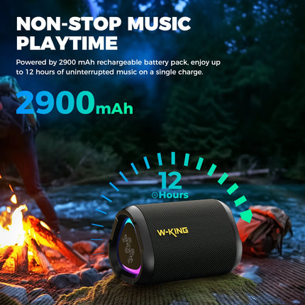 W-KING D110 Portable Bluetooth Speaker, IPX7 Waterproof Wireless Speaker with 15W Loud Stereo Sound, 12H Playtime & RGB Light
