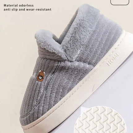 Cotton slippers for women in winter 2023, new couple's indoor home insulation, anti slip plush bag, cotton shoes for women, plus