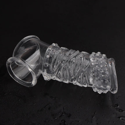 Reusable Penis Sleeve Extender Cock Rings Delay Ejaculation Penis Condoms Dick Silicone Glans Cover Enlargement Sex Toys for Men