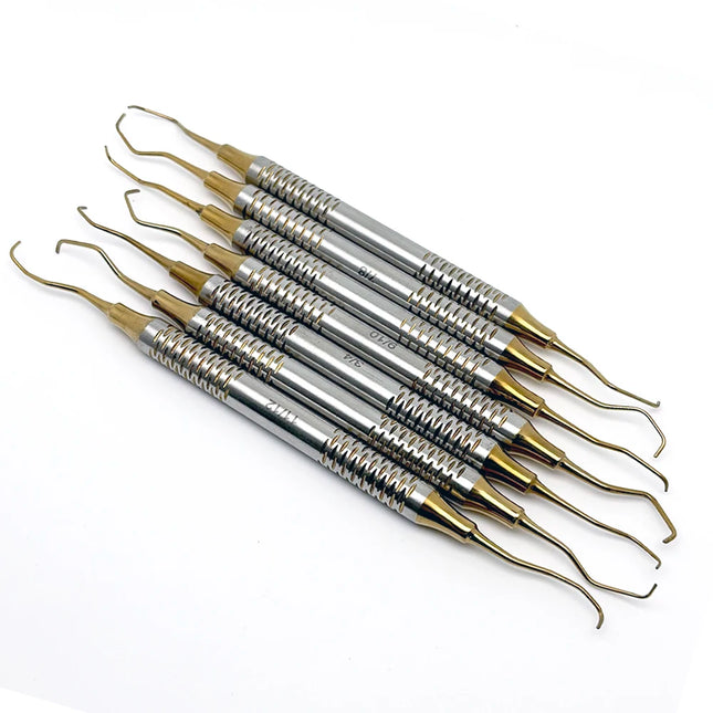 7-Piece Dental Scaler Periodontal Gracey Curettes Set for Subgingival Calculus Removal and Bone Contouring Hand Instruments