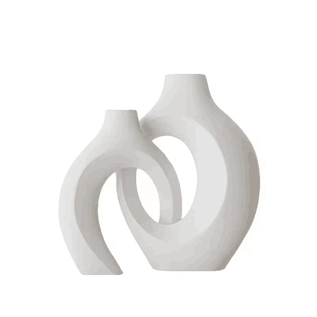 Ensemble de vases en plastique blanc de style européen, décoration créative et simple pour salon, entrée, meuble TV