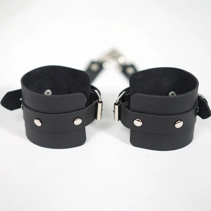 Women PU Leather Bracelet BDSM Bondage Erotic Handcuffs Buckle Adjustable Vintage Punk Fetish Clothing Restraints Kink Toy