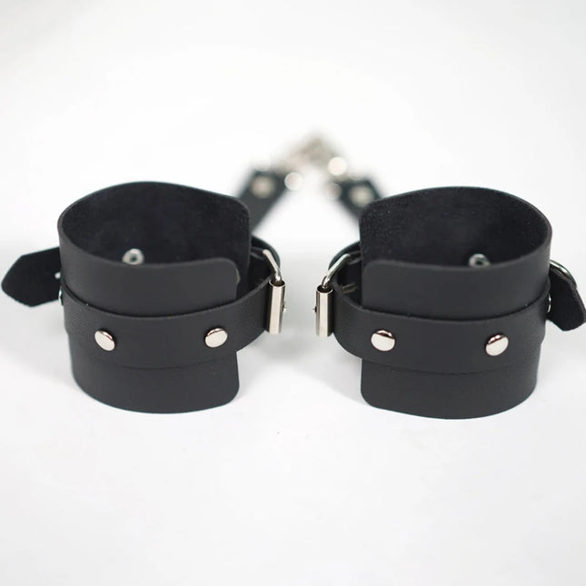Women PU Leather Bracelet BDSM Bondage Erotic Handcuffs Buckle Adjustable Vintage Punk Fetish Clothing Restraints Kink Toy