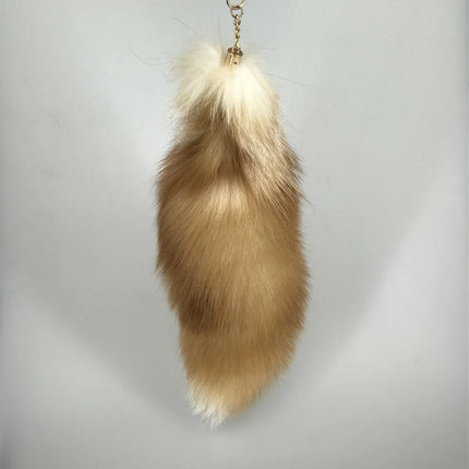 natural fox fur tail keychain furry 2024 chic y2k  beautiful accessory length 40 cm Car Keychains For Women