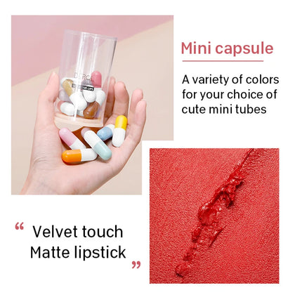 6pcs/set Long Lasting Star Mini Lipstick, Candy Color Matte Velvet Mist Portable Waterproof Lipstick Set