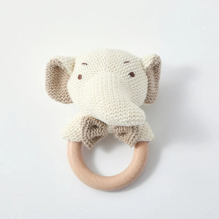Children's Crochet Rattle Toy Cute Cartoon Animals Shake Music Toy Baby Crib Soothing Rattle Teether Beech Ring No BPA Kid Gift