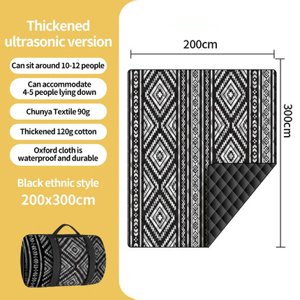 Waterproof Picnic Blanket 200x300CM Large Beach Blanket Outdoor Picnic Mat Beach Mat with Carrying Handle for Camping Beach