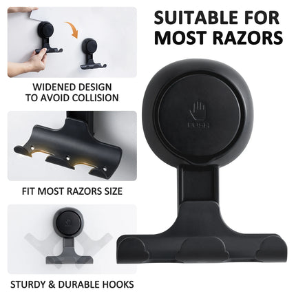 TAILI 2pcs Shaver Holder Washroom Wall Sucker Suction Cup Hook Razor No Drilling Bathroom Removable Reusable Shaver Holder Hook