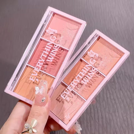 Secret Garden three-color blush eye shadow almond milk tea nude makeup natural color enhancement long-lasting powder