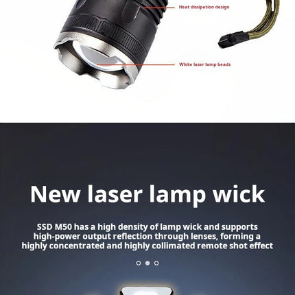 New model LED adjustable focus flashlight, USB rechargeable, aluminum alloy, high-intensity, outdoor camping self-defense flashl