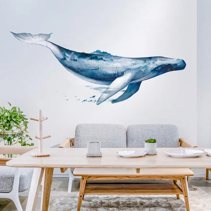 Creative Wall Stickers Ink Wash Whale For Living Rooms Home Bedroom Background Wall Decor Self Adhesive Vinyl Sticker Wallpaper