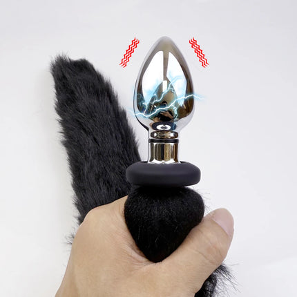1set, Electric Shock dog tail Anal Plug, Vibrating butt plug, G-spot masturbation, Passionate party, adult pleasure, sexual well