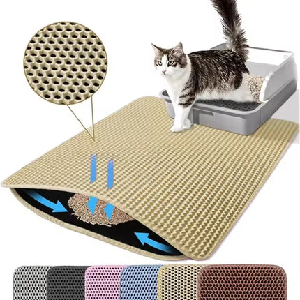 Waterproof Double Layer Cat Litter Mat Pet Litter Box Mat Pet Toilet Cat Mat Non-slip Sand Pet Cat Washable Clean Mat