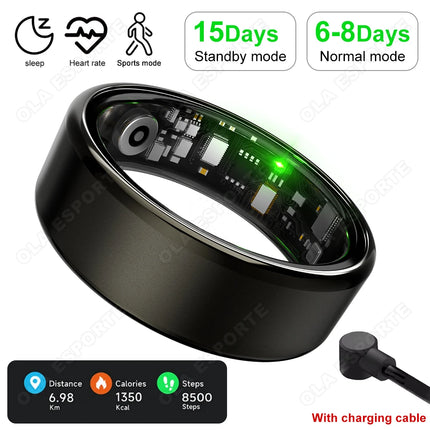 2026 New Smart Ring Heart Rate/Health Sleep Monitor Multi Sport Modes IP68 & 10ATM Waterproof Use Time 3 Days Rings Gift For Man