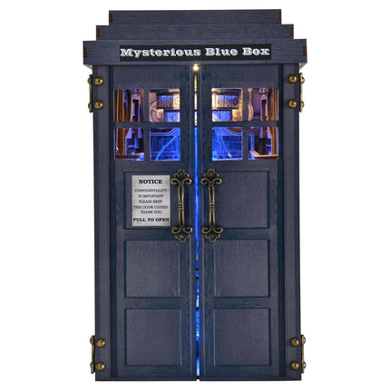 Book Nook Kit Mysterious Telephone Booth DIY Wooden Puzzle Handmade Bookshelf Dollhouse Model Bookend Building Home Decoration