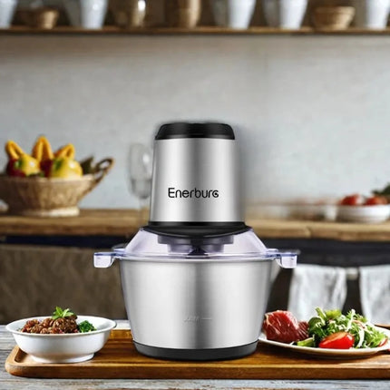 2L Domestic Meat Mincer Electric Fully Automatic, Stainless Steel, Multi-Functional Kitchen Appliance with Anti-Overflow Feature