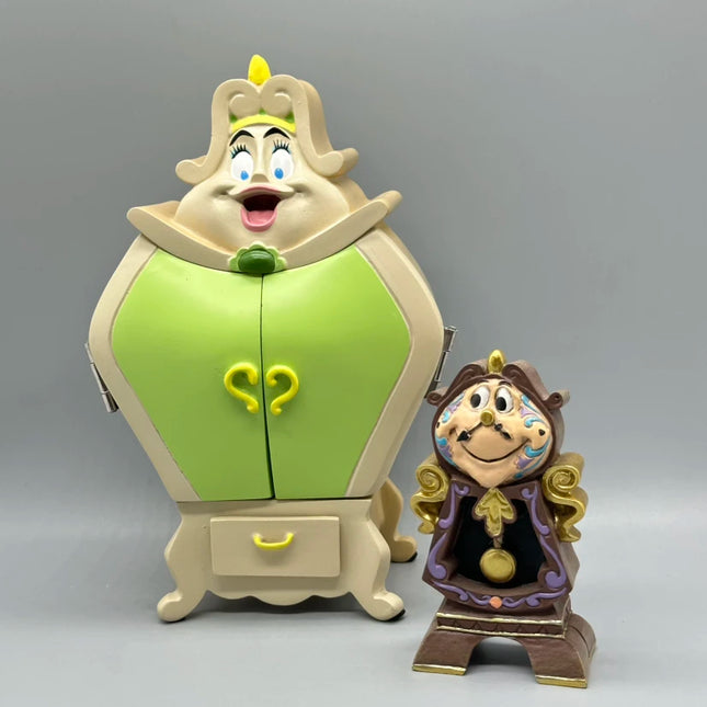 Beauty And The Beast Toys Anime Figure Night Lights Candlesticks Cogsworth Clock Ornaments Collectible Model Gift jewelry box
