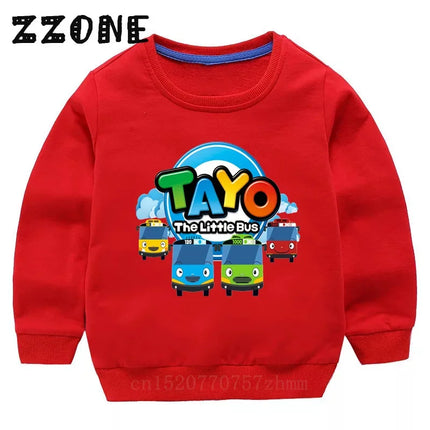 Hot Sale Kids Sweatshirts Tayo the Little Bus Print Cartoon Children Hoodies Funny Baby Pullover Outwear Tops Girls Boys Clothes
