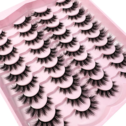 20pairs 5D Fluffy Eyelashes D Curl Lashes Thick Cat Eye Lashes Soft Wispy 8D Volume Fake Eyelash Extension Makeup
