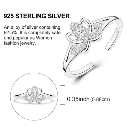 Opening Ring 925 Original Silver Adjustable Three-color Butterfly Fire Dragon Ring Fashion Jewelry Birthday Gift For Women
