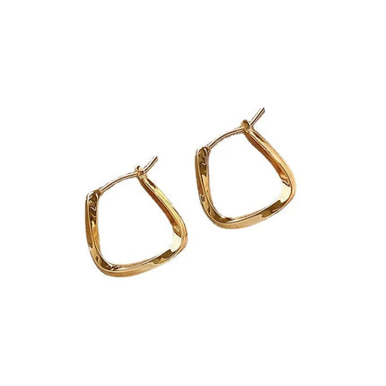 Simple Design Gold Color Geometric Twisted Square Hoop Earrings For Women Creative Young Girls Party Wedding Jewelry