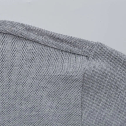 Long Sleeve Pure Cotton Polo Shirt Men's Embroidered Polo Neck T-Shirt Casual Spring Autumn British Style Loose Fit Solid Color
