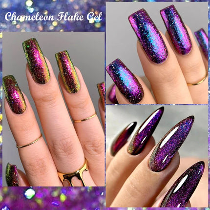 Chameleon Flake Nail Gel Polish Sparkling Glitter Laser Semi Permanent Nails Art Soak Off UV Gel Varnish Nail Supplies Manicure